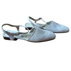 Talbots Beaded Flat Shoe Cream White Size 10M Wedding Mature Mother Bride Formal